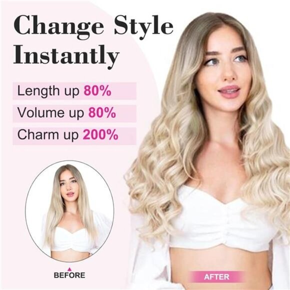 REECHO 20" 1-Pack 3/4 Full Head Curly Wave Clips in on Synthetic Hair - Picture 4 of 7